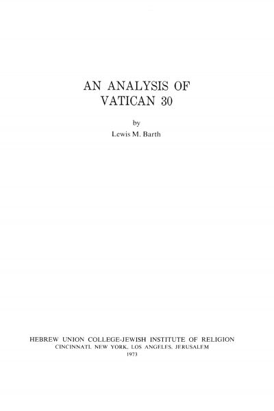 An Analysis of Vatican 30