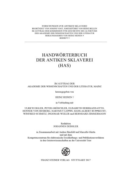 Handwörterbuch der antiken Sklaverei (HAS)