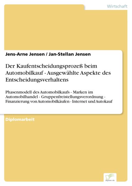 Der Kaufentscheidungsprozeß beim Automobilkauf - Ausgewählte Aspekte des Entscheidungsverhaltens
