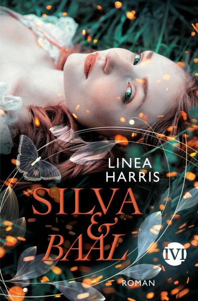 Cover Linea Harris: Silva & Baal. Das Cover zeigt eine junge, rothaarige Frau, die in einer Wiese liegt und direkten Blickkontakt herstellt.
