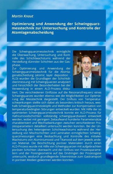 Optimierung und Anwendung der Schwingquarzmesstechnik zur Untersuchung und Kontrolle der Atomlagenab