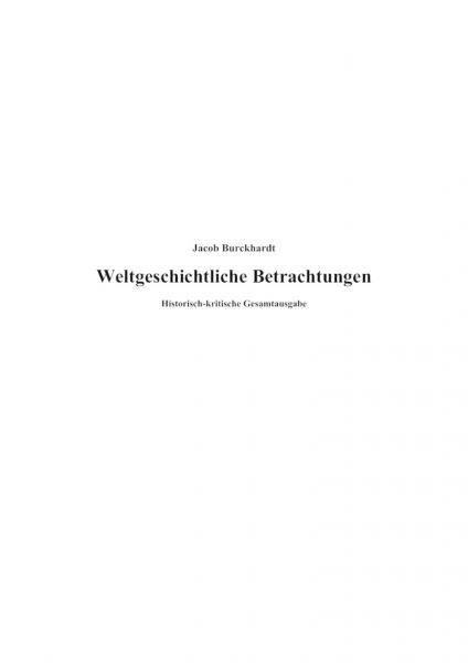 Weltgeschichtliche Betrachtungen
