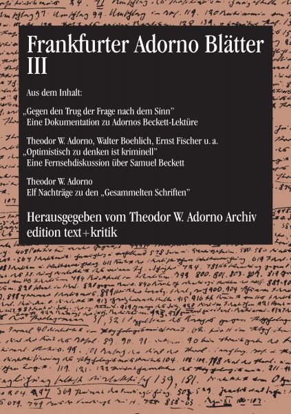 Frankfurter Adorno Blätter III