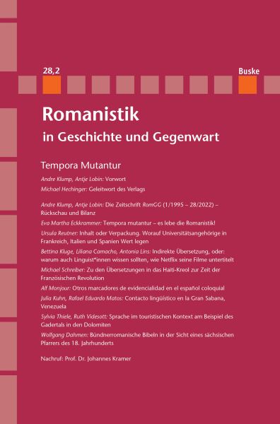 Romanistik in Geschichte und Gegenwart Jahrgang 28 Heft 2