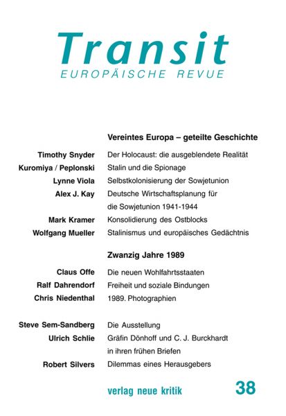 Transit 38. Europäische Revue