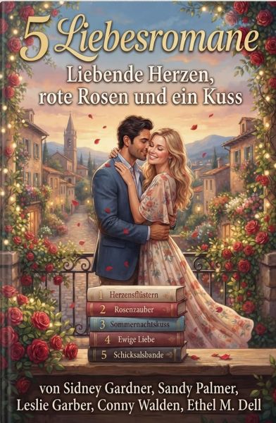 5 Liebesromane: Liebende Herzen, rote Rosen und ein Kuss