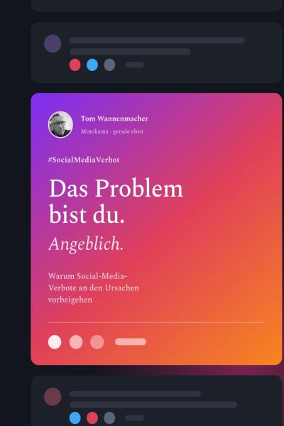 Das Problem bist du. Angeblich.