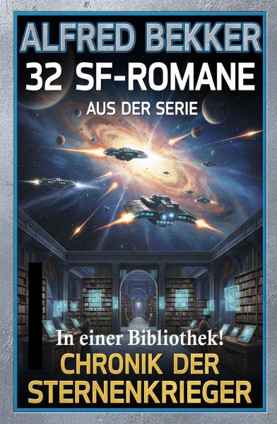 32 SF-Romane aus der Serie Chronik der Sternenkrieger in einer Bibliothek