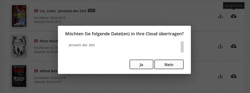 eBook in die CLoud hochladen