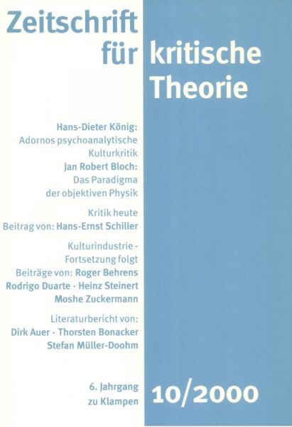 Zeitschrift für kritische Theorie / Zeitschrift für kritische Theorie, Heft 10